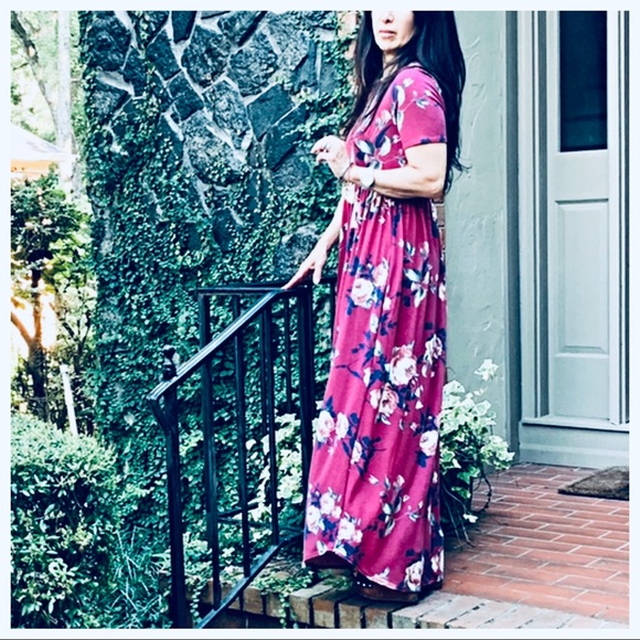 Floral print side pocket maxi dress - Picture 3 of 8